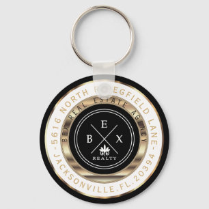 Custom - Black, Gold and White Home - Realtor Key Ring