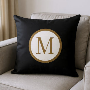 Custom Black & Gold Center Seal Monogram Cushion