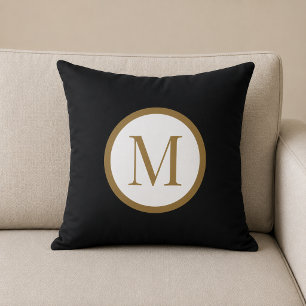Custom Black & Gold Centre Seal Monogram Cushion