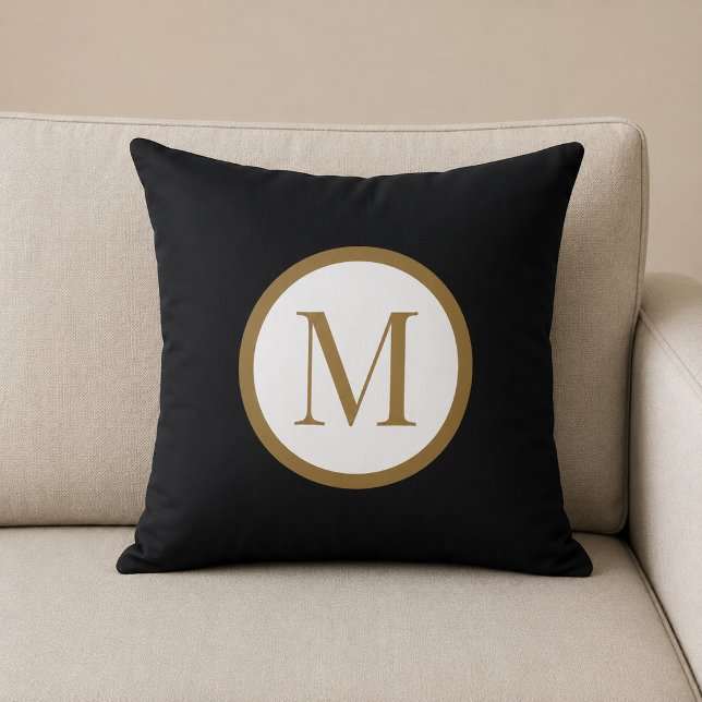 Custom Black & Gold Centre Seal Monogram Cushion (Creator Uploaded)