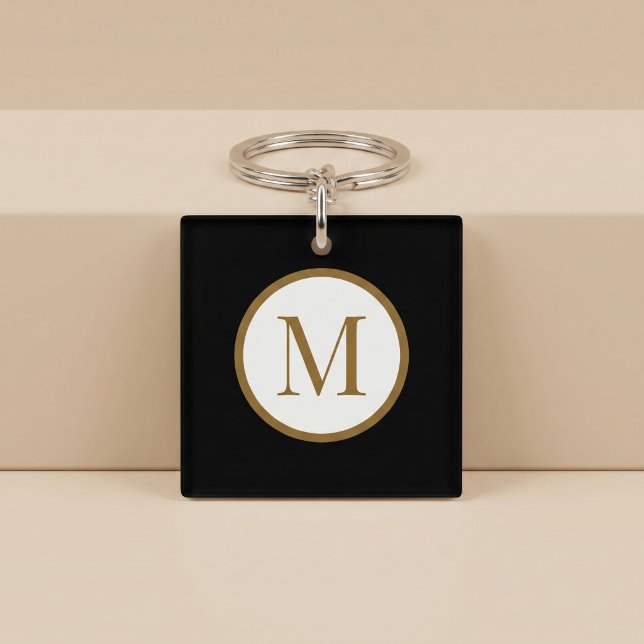 Custom Black & Gold Centre Seal Monogram Key Ring (Creator Uploaded)