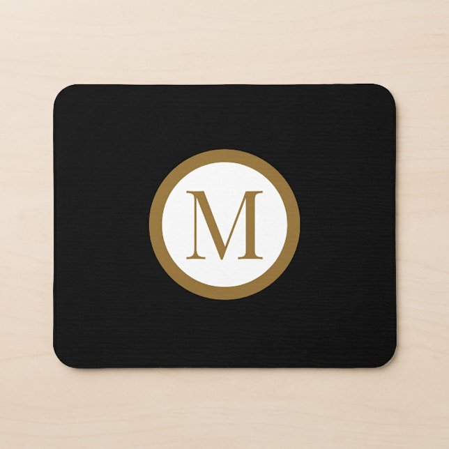 Custom Black & Gold Centre Seal Monogram Mouse Pad (Creator Uploaded)