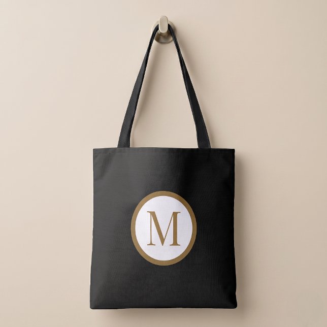 Custom Black & Gold Centre Seal Monogram Tote Bag (Creator Uploaded)