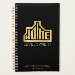 Custom Black & Gold Company Logo Business Planner 