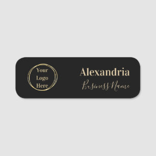 Custom Black Gold Employee Magnetic or Safety Pin  Name Tag