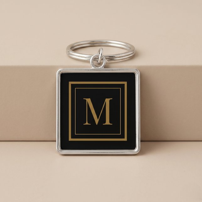 Custom Black & Gold Framed Monogram Key Ring (Creator Uploaded)
