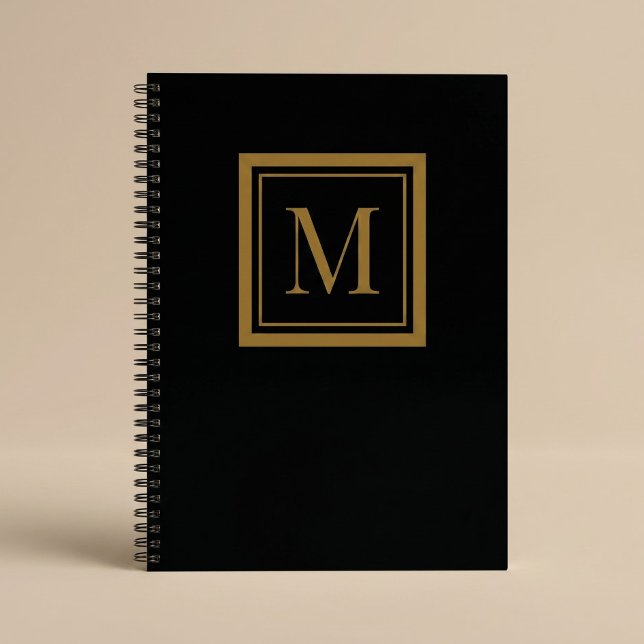 Custom Black & Gold Framed Monogram Notebook (Creator Uploaded)