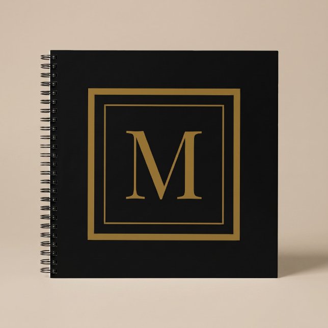 Custom Black & Gold Framed Monogram Notebook (Creator Uploaded)