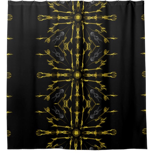 Custom Black Gold & Grey Shower Curtain (Front)