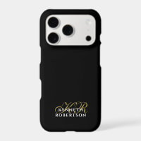 Custom Black Gold Initials White Name Minimalist 