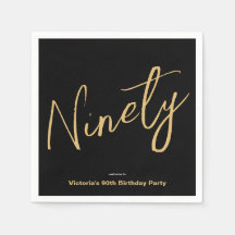 Custom Black Gold Minimal Modern 90th Birthday 