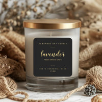 Custom black gold packaging candle product label