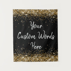 Custom Black & Gold Personalised Photo Booth Prop Tapestry