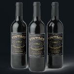 Custom Black gold Vintage Aged To Perfection Wine Label<br><div class="desc">Inspired by classic whiskey label,  black and gold fun vintage aged to perfection adult birthday gift idea for men,  great for any age birthday celebration,  or other occasions. Custom it with your own text and background colour.</div>