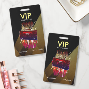Custom Black Gold VIP Pass For Premium Events ID Badge