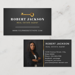 Custom Black + Golden key Realtors Luxury Modern  Business Card