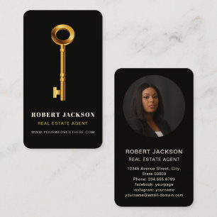 Custom Black + Golden key Realtors Luxury Modern  Business Card