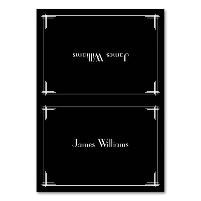 Custom Black Great Gatsby Art Deco Place Cards (Front)