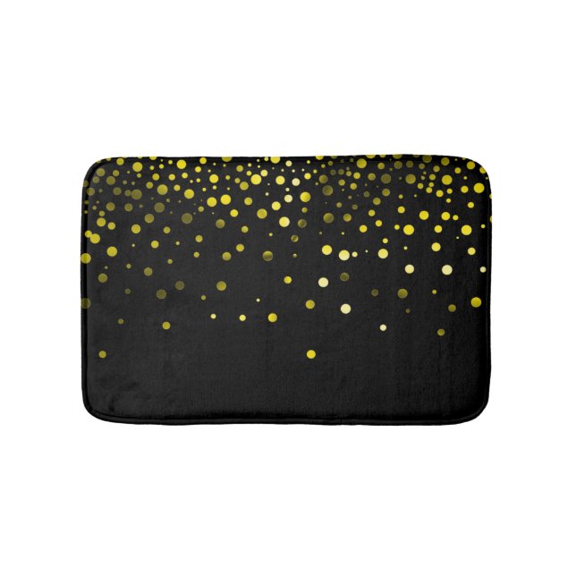 Custom Black Green Glitter Confetti Personalised Bath Mat (Front)