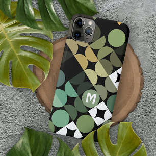 Custom Black Green Teal Blue Retro Art Pattern Case-Mate iPhone Case