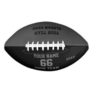 Custom black grey Football with Name, Number, Team
