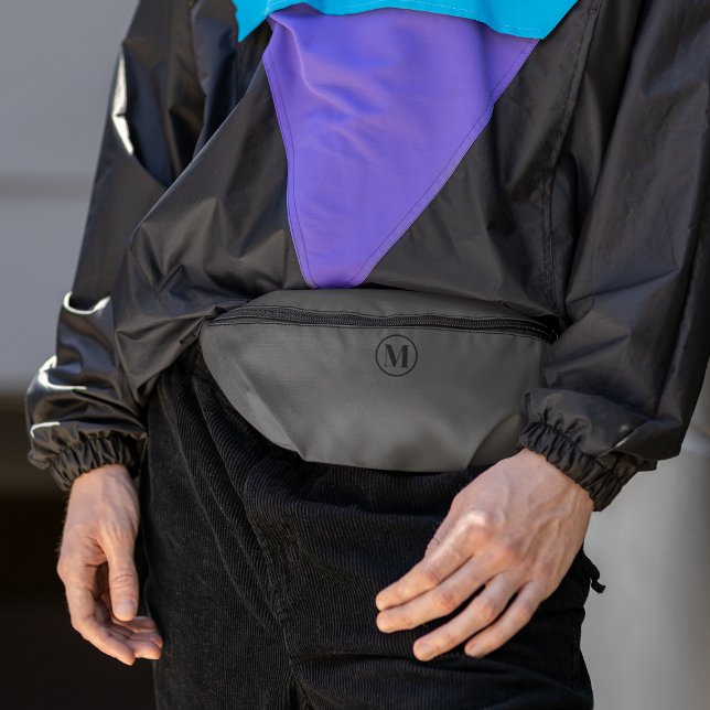 Custom Black Grey Monogram Clean Fashion Travel Bum Bags (Creator Uploaded)