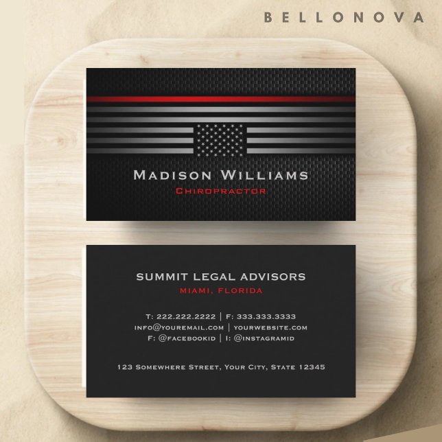 Custom Black Grey Red The USA America Flag Premium Business Card (Custom Black Grey Red The USA America Flag Premium Business Card)