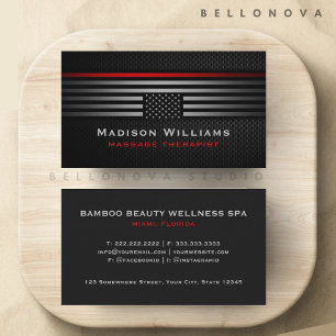 Custom Black Grey Red The USA America Flag Premium Business Card