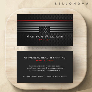 Custom Black Grey Red The USA America Flag Premium Business Card