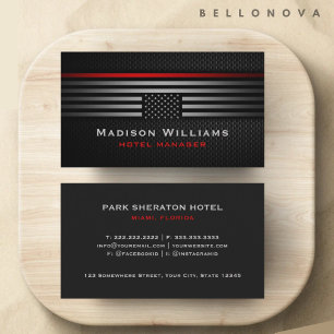 Custom Black Grey Red The USA America Flag Premium Business Card