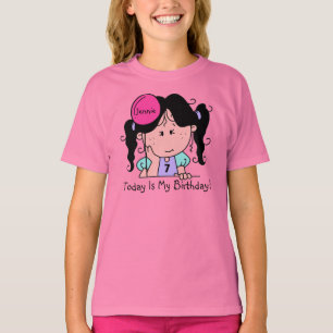 Custom Black Hair Girl w. Balloon Birthday T-shirt