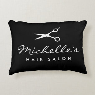 Custom black hair salon chair pillow
