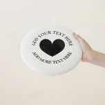 Custom black heart wedding party frisbee golf disc<br><div class="desc">Custom black love heart wedding party frisbee golf disc. Funny novelty sports game accessory for adults and kids. Add your own romantic text, names of bride and groom, newly weds monogram or funny quote. Cute give away as party favours for beach destination wedding, outdoor venue, garden BBQ, engagement, bridal shower,...</div>