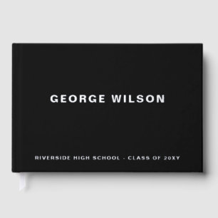 Custom Black High School Grad Party Graduation  Guest Book
