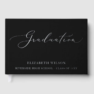 Custom Black High School Grad Party Graduation Guest Book