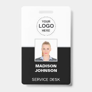 Custom Black ID Badge with Employee Photo and Logo