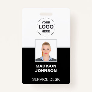 Custom Black ID Badge with Employee Photo and Logo