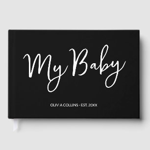 Custom Black Keepsake Script Baby Book for Mother