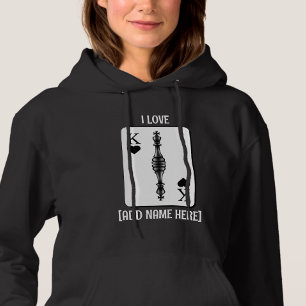 Custom BLACK KING PLAYING CARD Chess Piece Hoodie