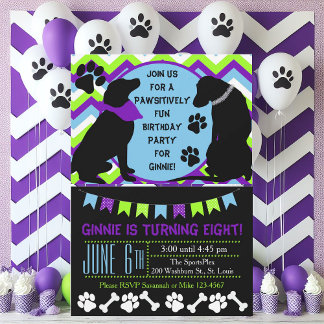Custom Black Lab Birthday Party Invitation