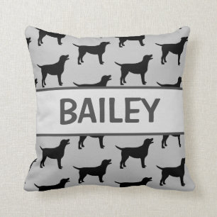 Custom Black Lab Dog Silhouette Cushion