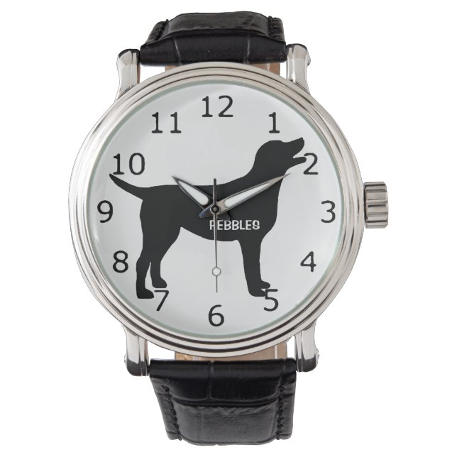 CUSTOM Black Lab Dog Silhouette Watch (Front)