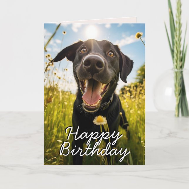 Custom Black Labrador Happy Birthday Card (Front)