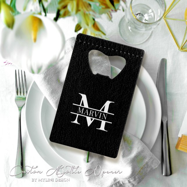 Custom Black Leather Print Groomsmen Bottle Opener (Creator Uploaded)