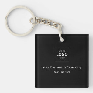 Custom Black Luxury Business Logo Template Key Ring