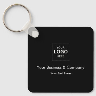 Custom Black Luxury Business Logo Template Key Ring