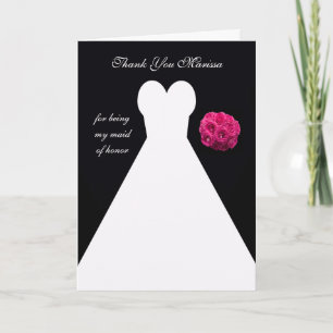 Custom Black Maid of Honour Thank You Card