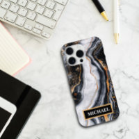 Custom Black Marble Gold Print Trendy Personalised