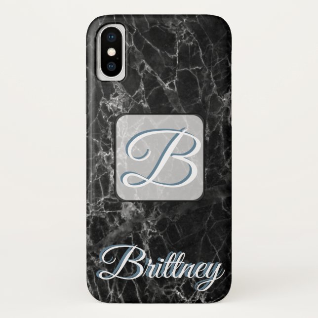 Custom black marble Iphone x case (Back)