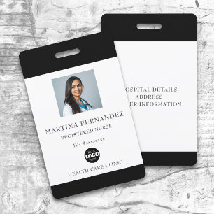 Custom Black Medical Hospital Employee Photo ID Badge